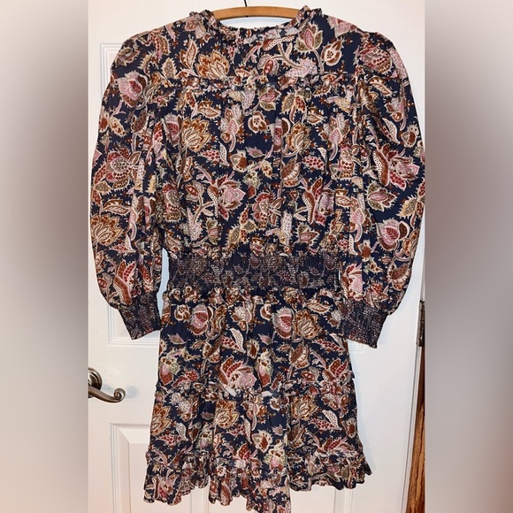 Anthropologie Love The Label Bohemian Puff Shoulder Long Sleeve Floral Dress - Picture 8 of 8